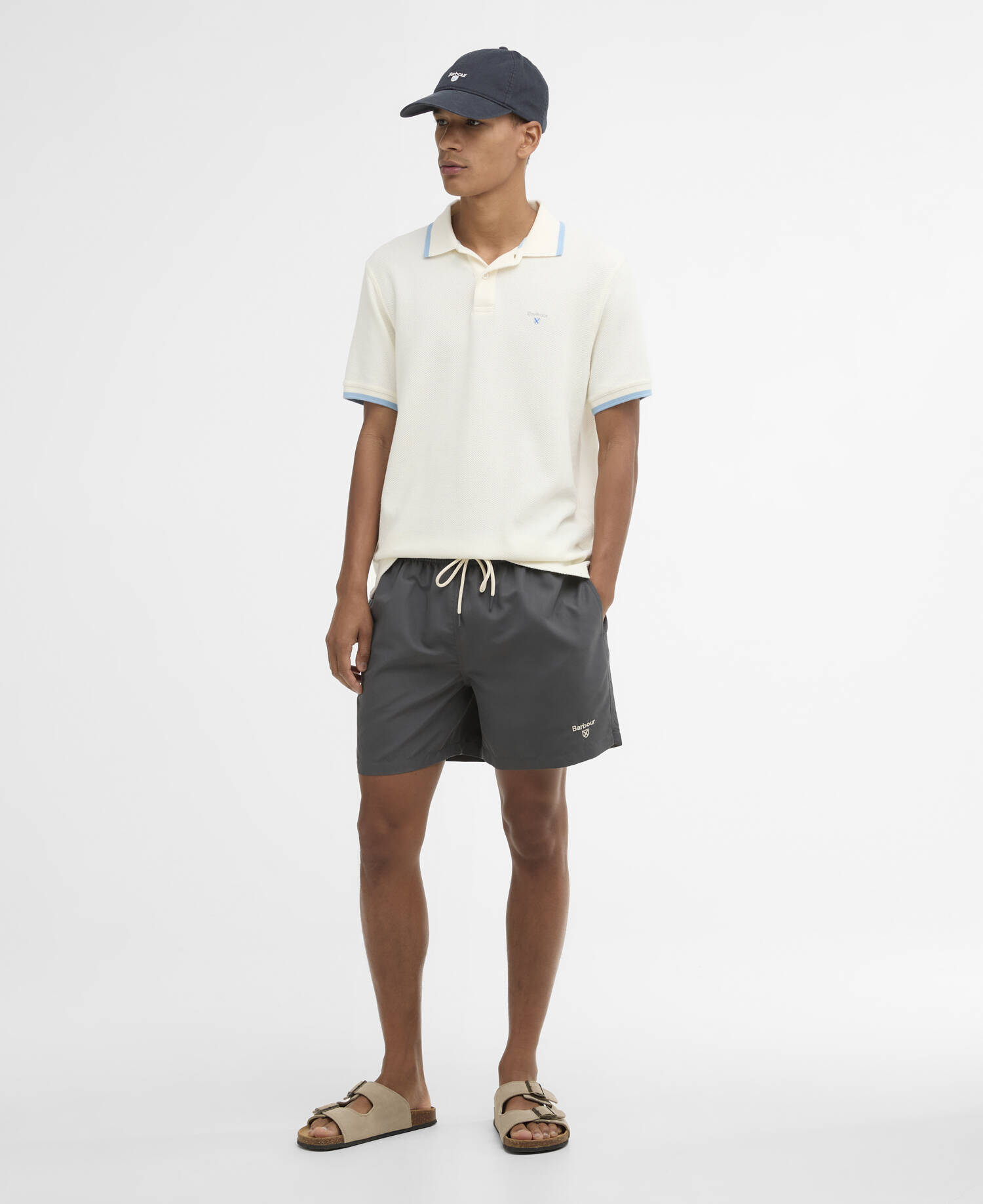 Water Reactive Leaf Print Swim Shorts Asphalt image number 0
