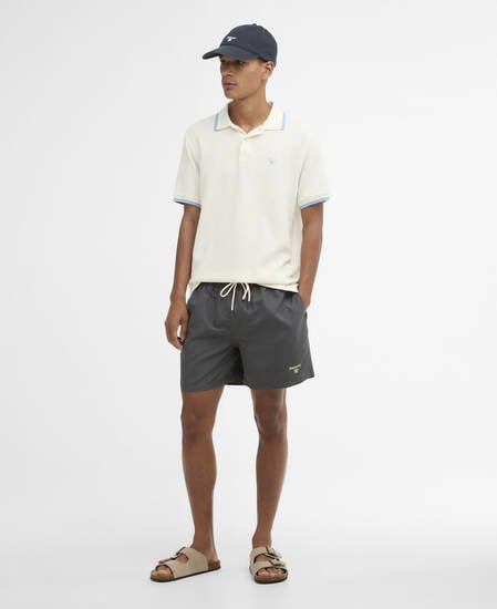 Water Reactive Leaf Print Swim Shorts Asphalt