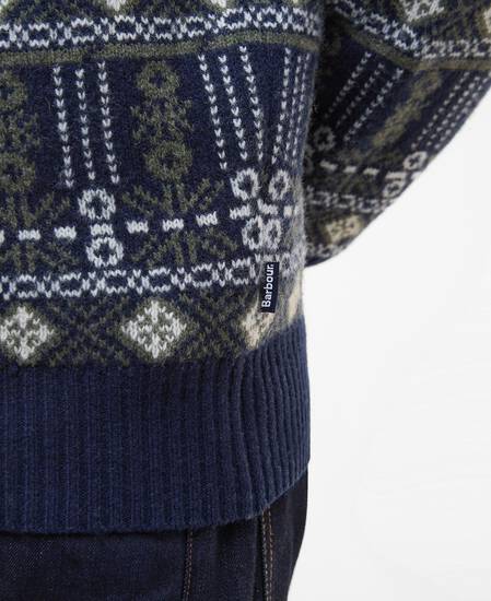 Grangetown Fair Isle Crew Neck Jumper Inky Blue