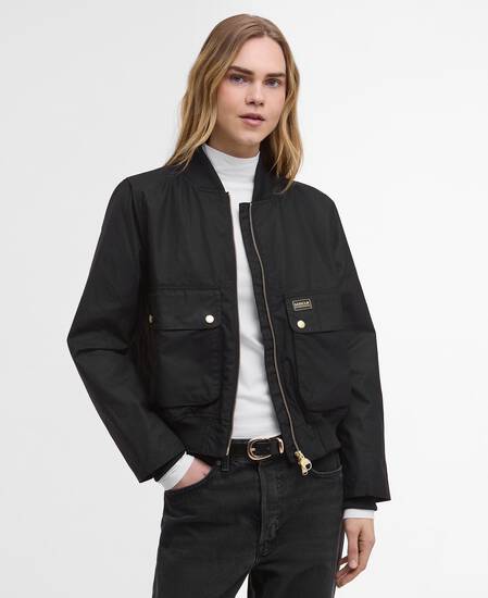Patsy Waxed Bomber Jacket Black