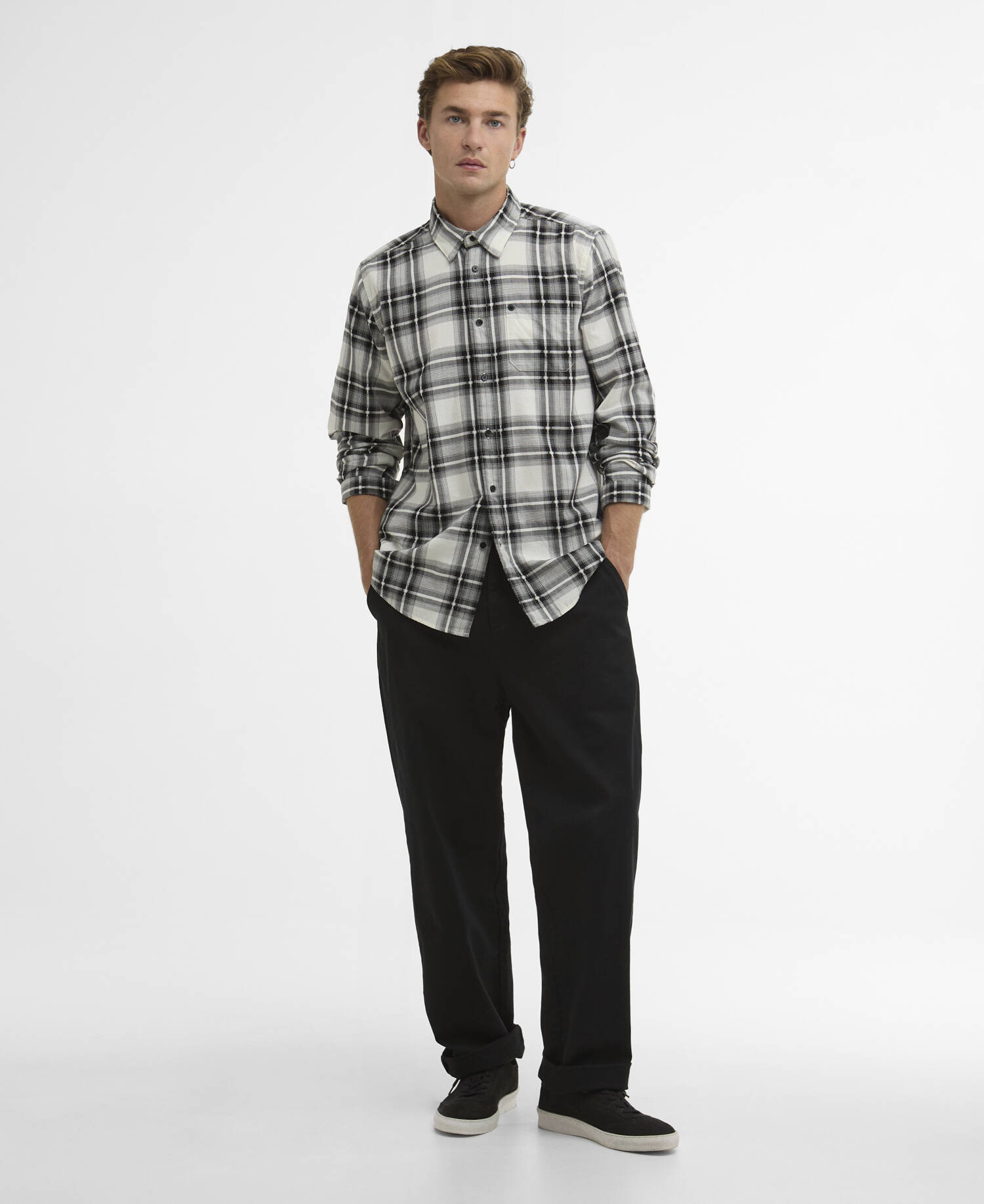 Camicia a quadri Keeran a maniche lunghe Black image number 1