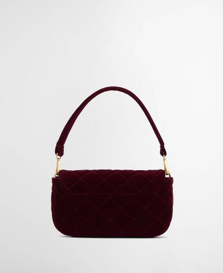 Mini borsa a tracolla trapuntata Soho Velvet Burgundy