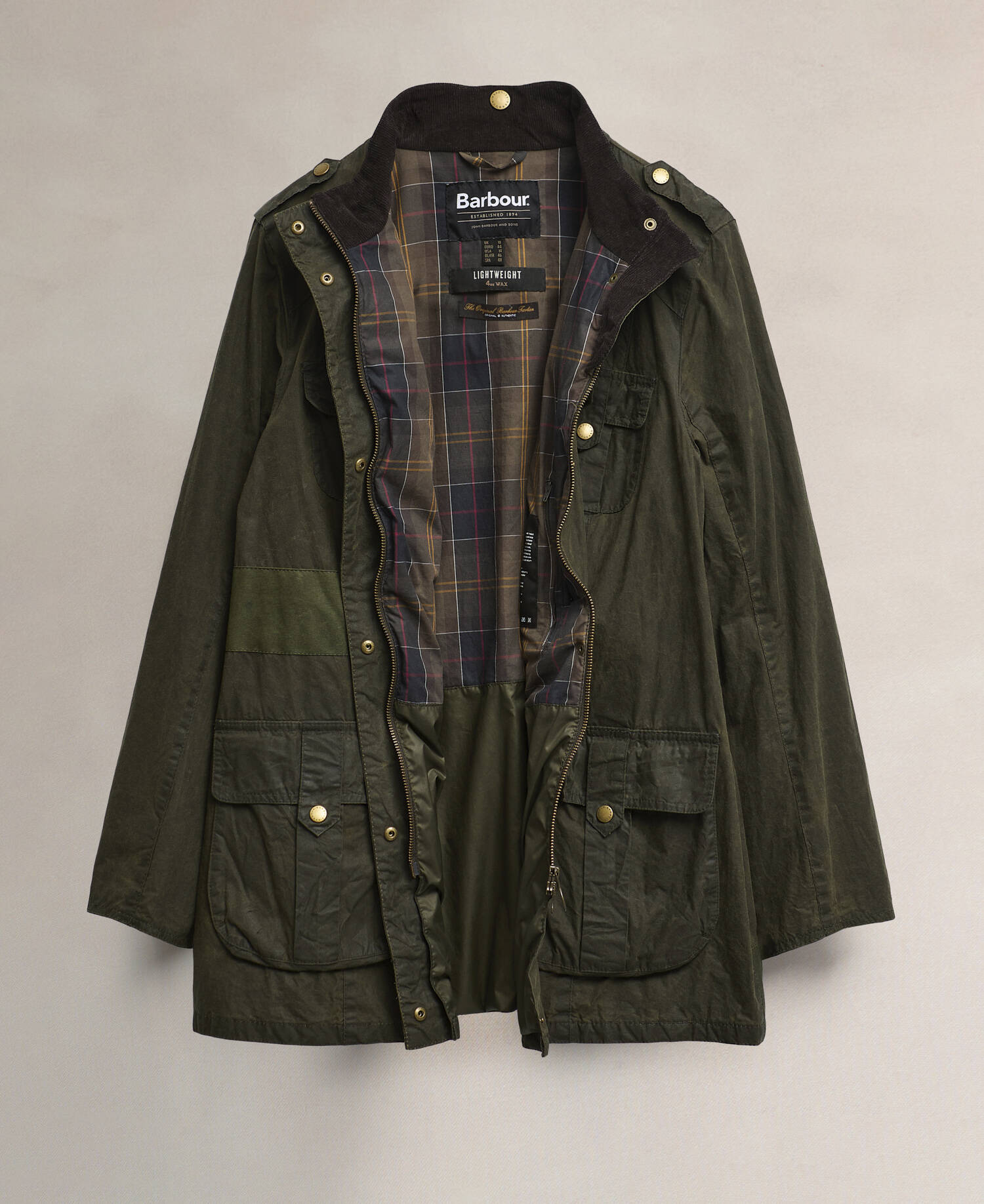 Barbour Re-Loved Defence Waxed Jacket - Size 18 Olive image number 1