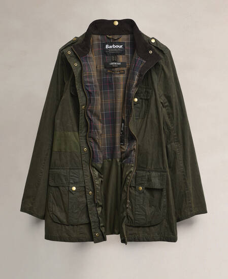Barbour Re-Loved Defence Waxed Jacket - Size 18 Olive
