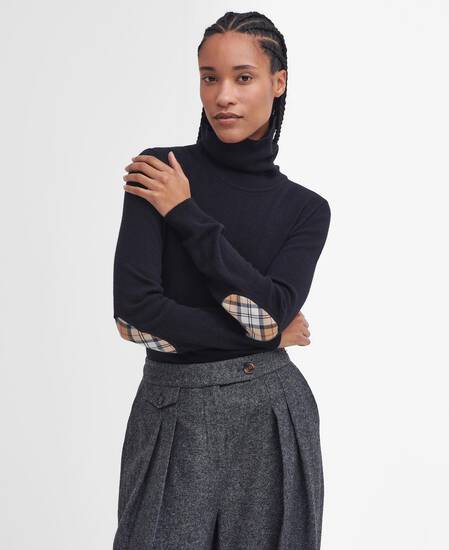 Pendle Roll-Neck Jumper Black-Hessian Tartan
