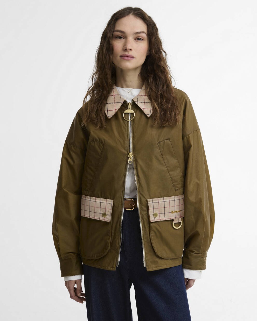 Launton Waxed Jacket Sand/Beige Tattersall