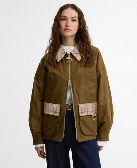 Giacca cerata Launton Sand/Beige Tattersall