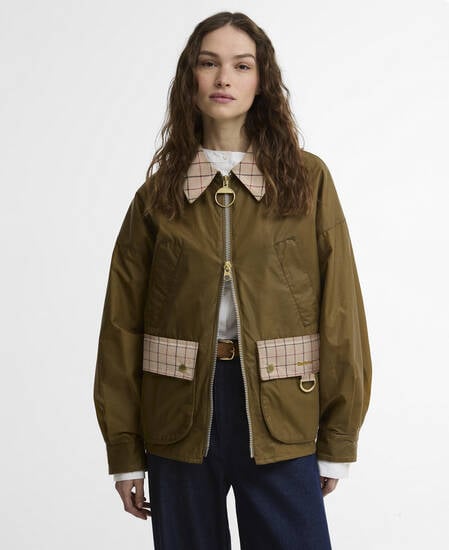 Launton Waxed Jacket Sand/Beige Tattersall