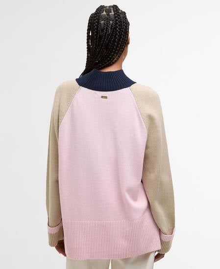 Wren Wool-Blend High-Neck Jumper Honey/Cherry Blossom