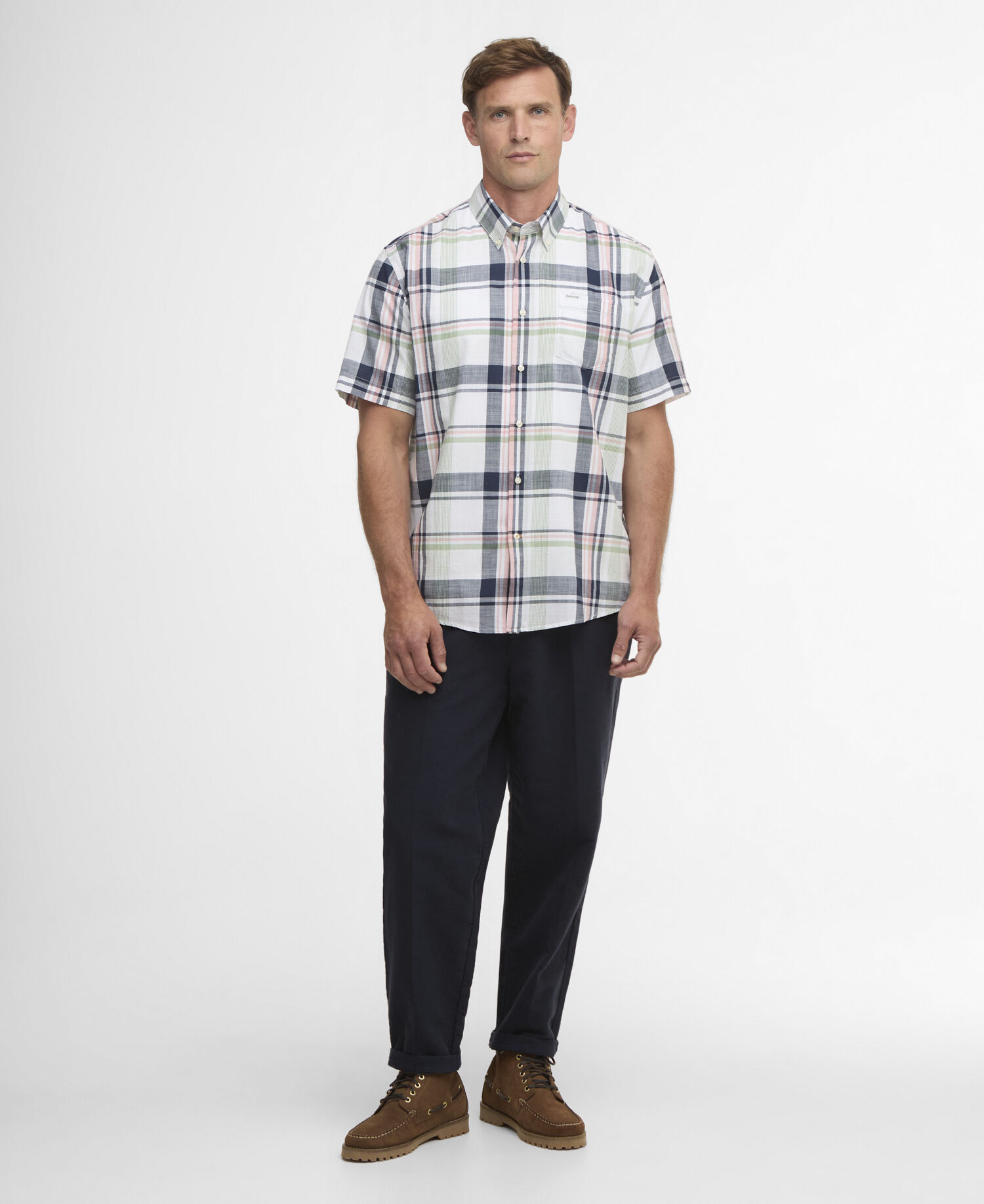 Camicia Swinfell a maniche corte dalla vestibilit&agrave; regular con motivo a quadri Loden Green