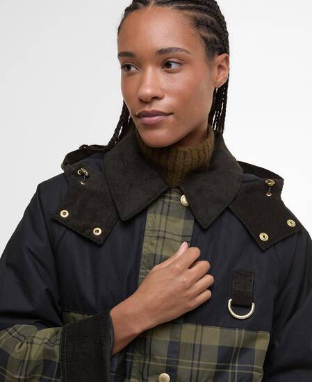 Jacke Elaine Showerproof Olive Check/Black