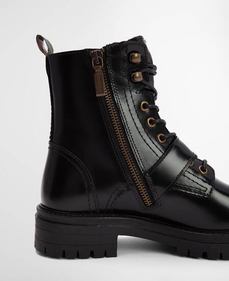Ouseburne Biker Boots Black Glace