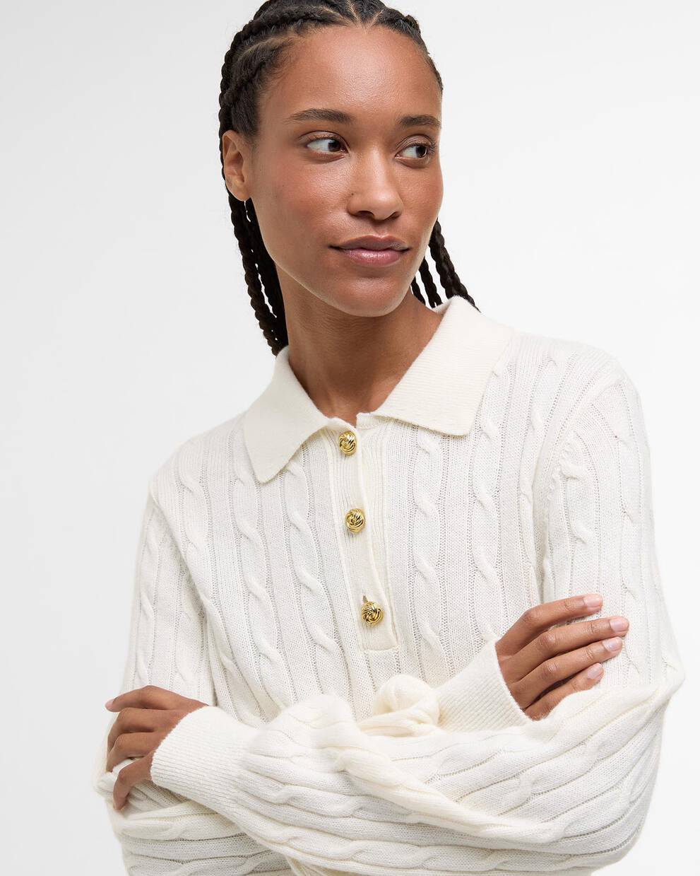 Evie Collared Cable-Knit Jumper