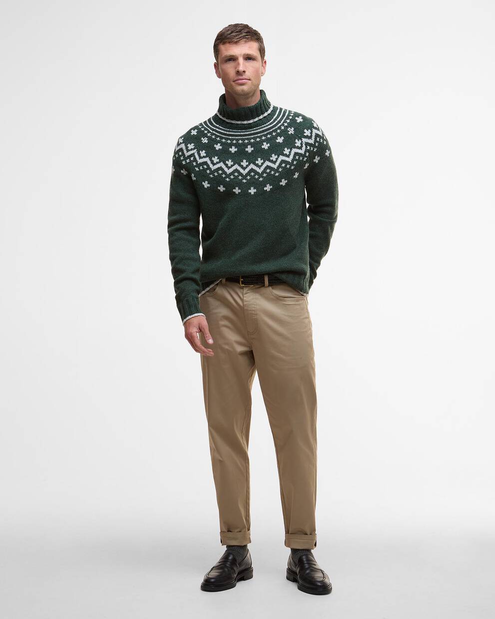Maglione Hewton con collo alto con risvolto e motivo Fair Isle