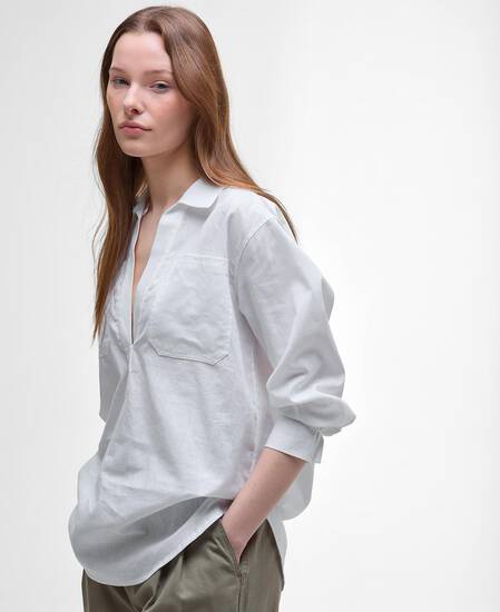 Cecile Relaxed Tunic Shirt White