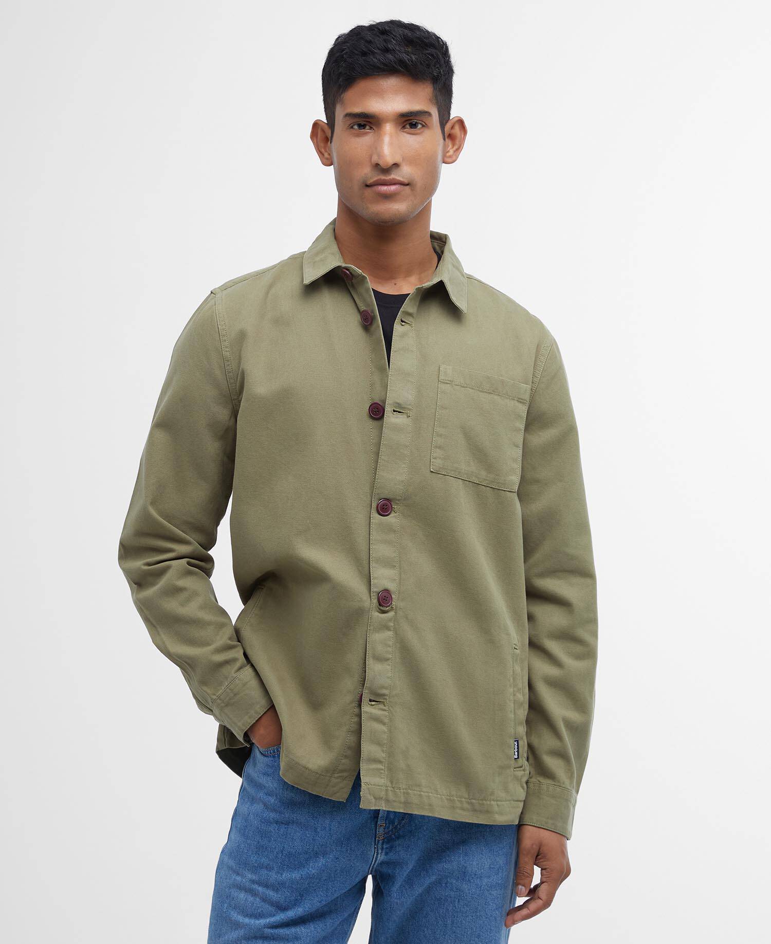 Washed Cotton Overshirt Bleached Olive image number 0