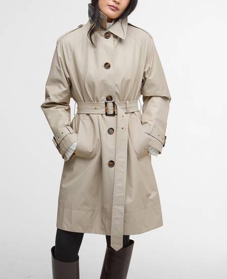 Maia Showerproof Trench Coat Mist/Hessian Tartan