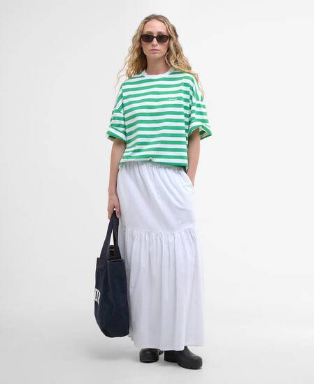 T-shirt oversize Abby con motivo a righe White/Kelly Green
