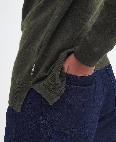 Pendle Crew Neck Jumper Olive-Hessian Tartan