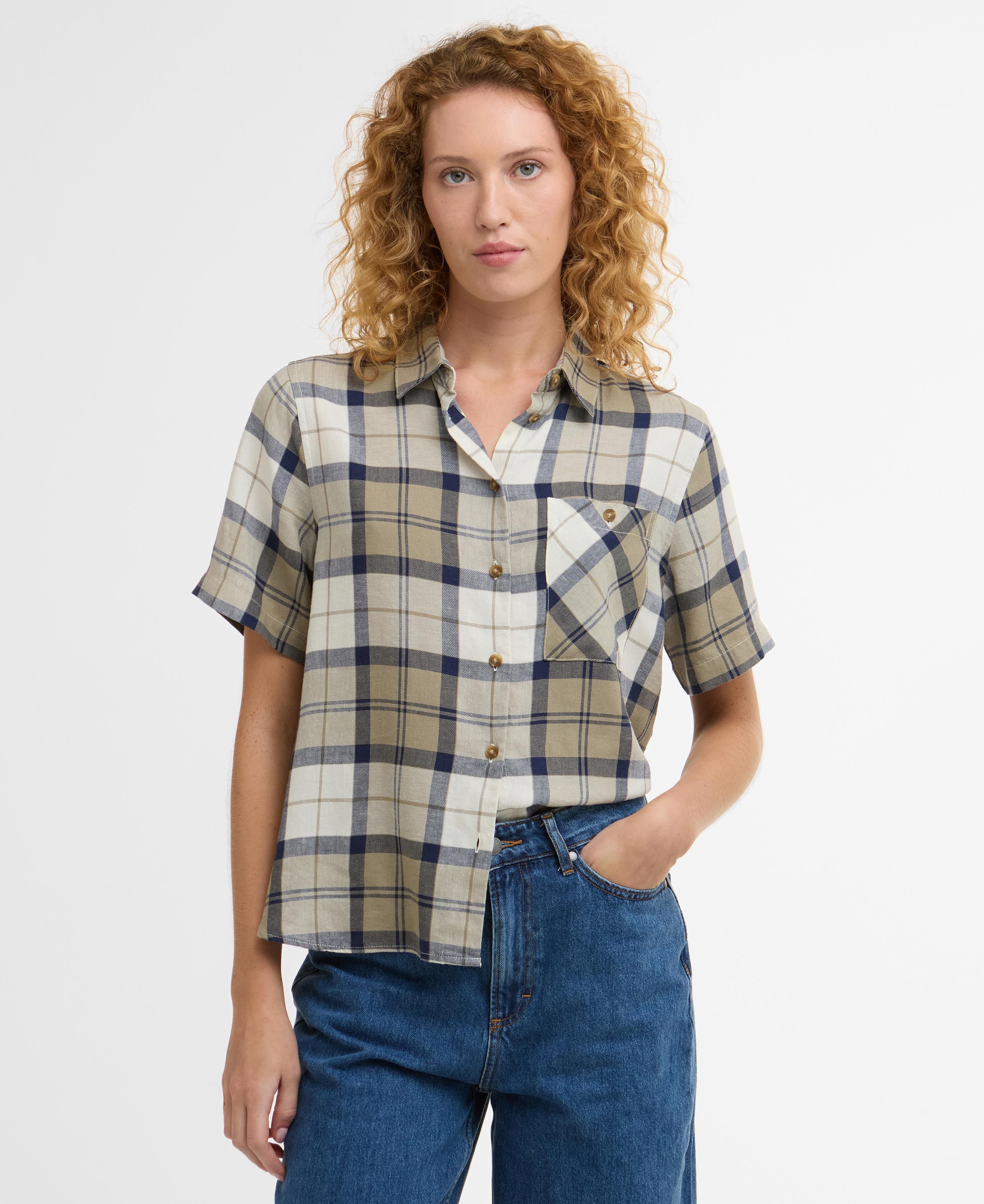 Kurzarmhemd Fern Tartan Dress Navy Tartan
