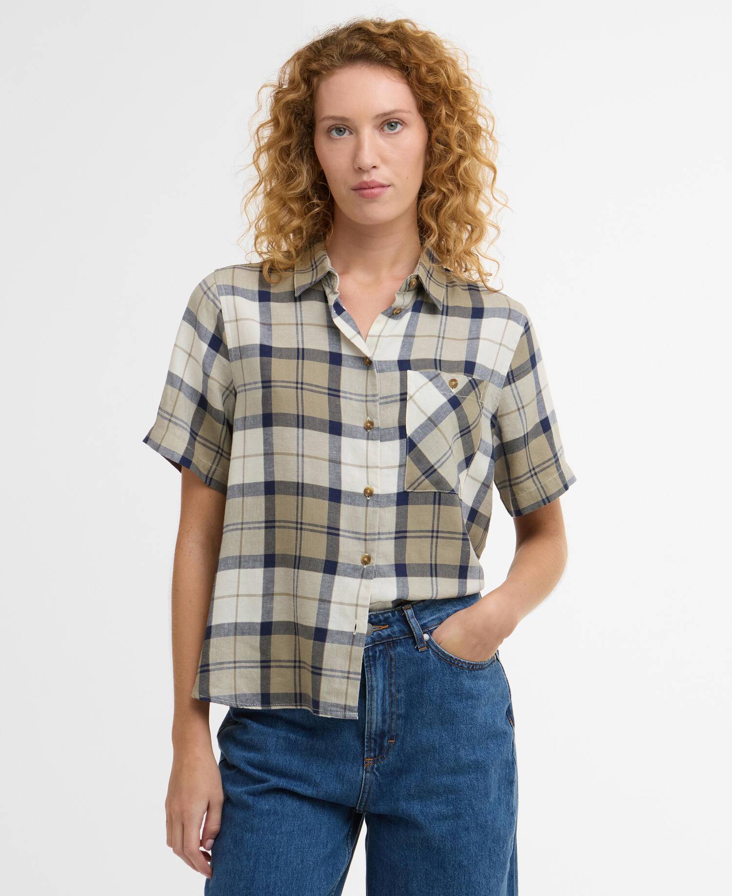 Kurzarmhemd Fern Tartan Dress Navy Tartan image number 0