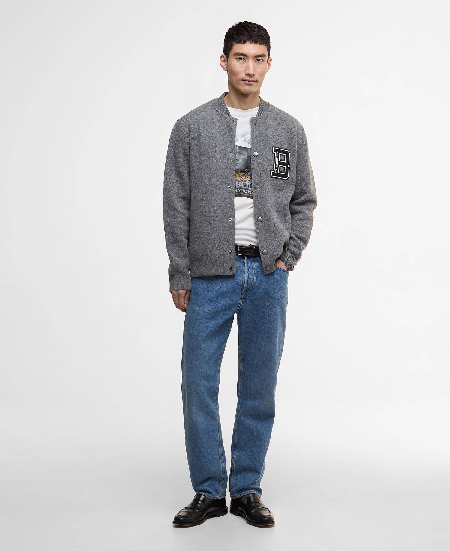 Letterman Knitted Bomber Jacket image number 1