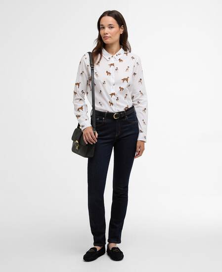 Bluse Safari Multi Dog Print