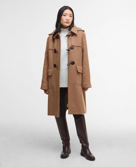 Melody Wool Duffle Coat Camel/Hessian Tartan