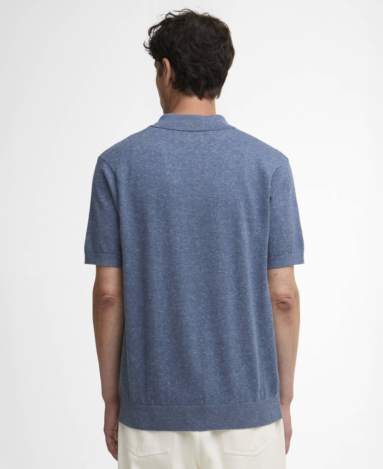 Muston Linen-Blend Knitted Polo Shirt Denim image number 2