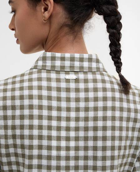 Adele Gingham Midi Dress Dusky Green Check