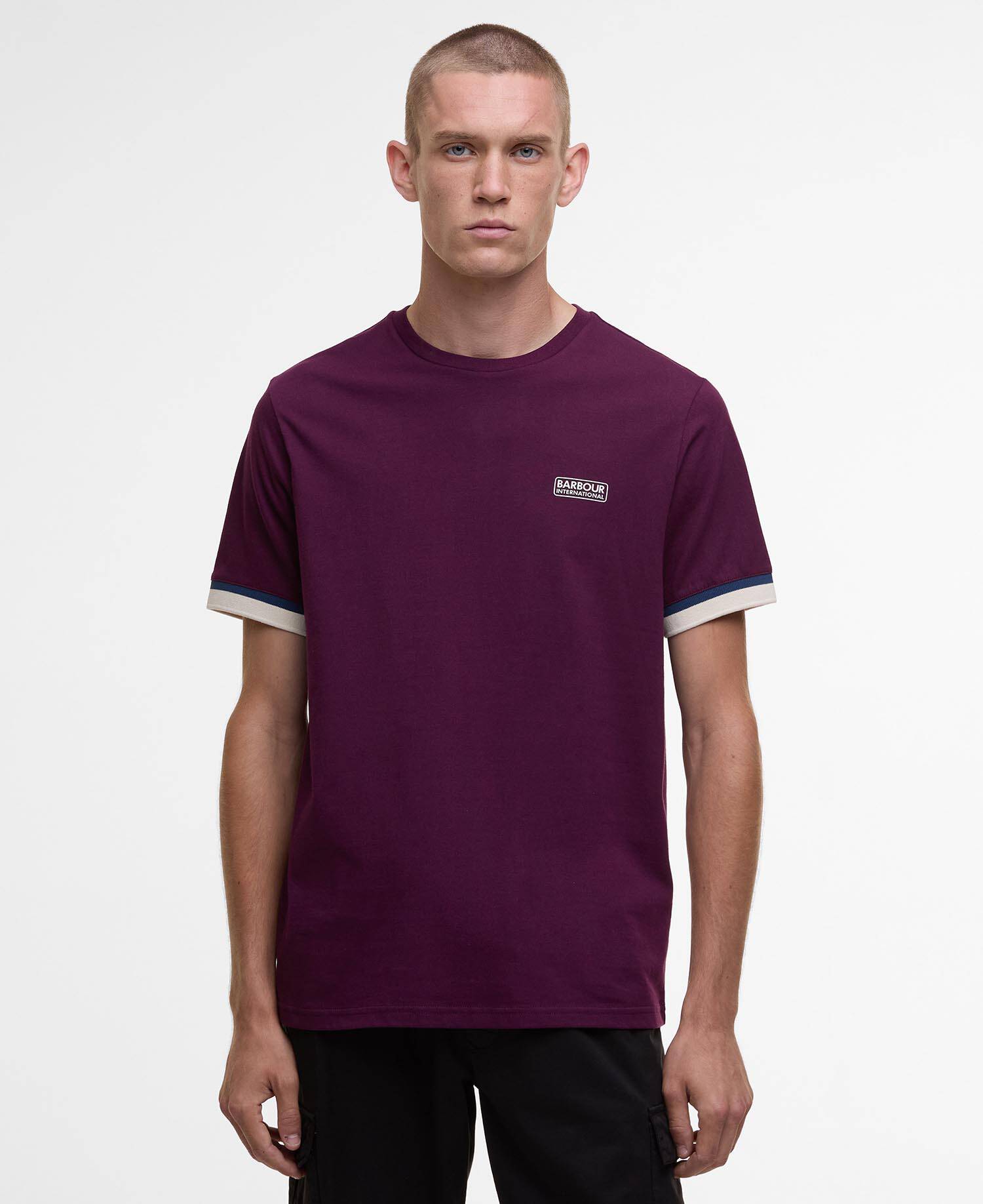 Deep Cuff Evan Tipped T-Shirt Potent Merlot image number 0