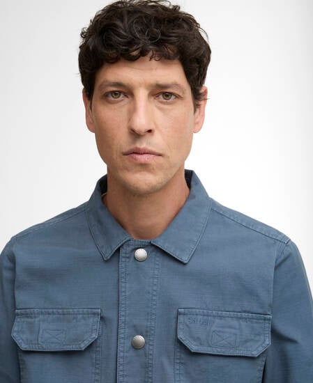 Overshirt in cotone Draftmen Slub Dusk Blue