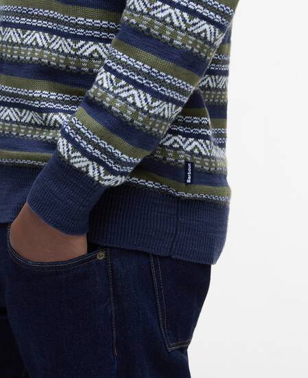 Topcliffe Fairisle Crew Neck Sweater Navy