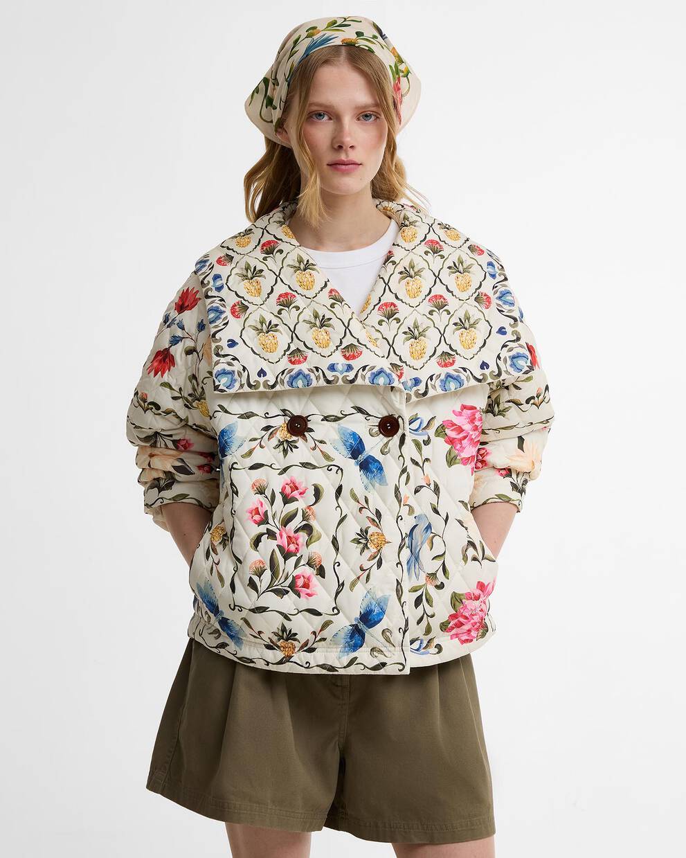 Barbour FARM Rio Azelia Quilted Jacket Cream Spring Petal\Flower Cream