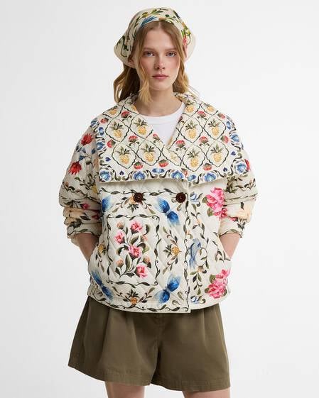 Barbour FARM Rio Azelia Quilted Jacket Cream Spring Petal\Flower Cream