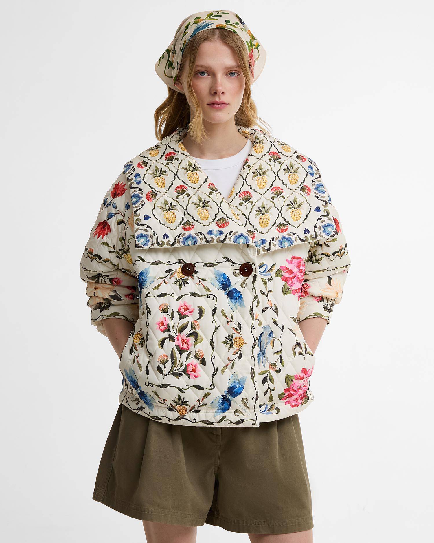 Barbour FARM Rio Azelia Quilted Jacket Cream Spring Petal\Flower Cream image number 0