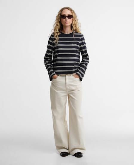 Dartmoor Striped Long-Sleeved T-Shirt Dark Navy/Original Ecru Stripe