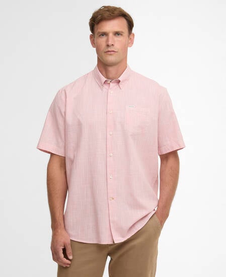 Fleming Linen Blend Regular Short-Sleeved Shirt Pink