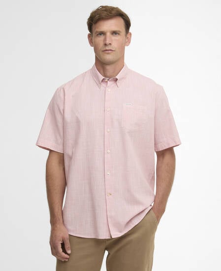 Fleming Linen Blend Regular Short-Sleeved Shirt Pink