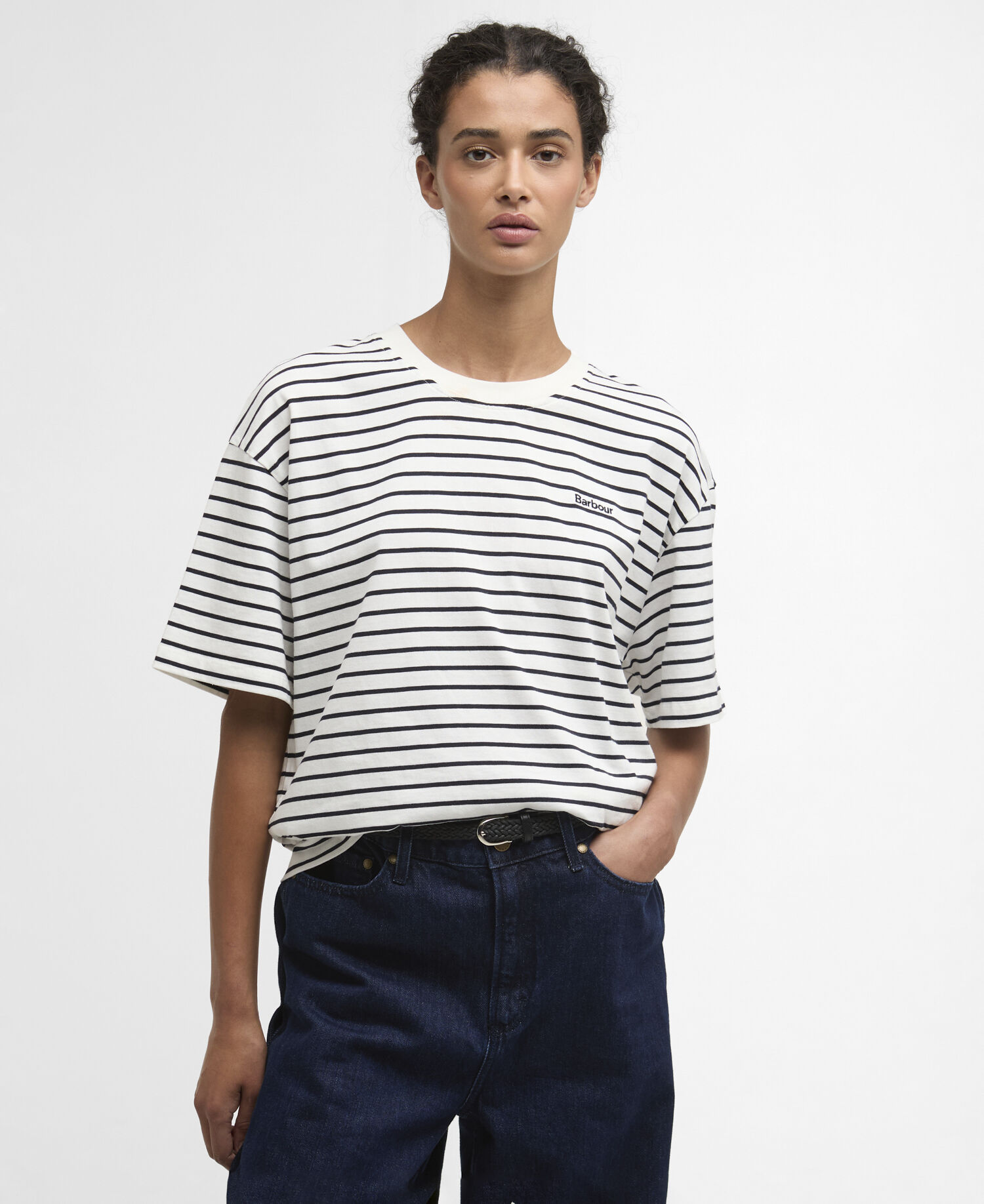 T-Shirt Oakley Striped Cloud/Navy Stripe