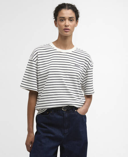 T-Shirt Oakley Striped Cloud/Navy Stripe