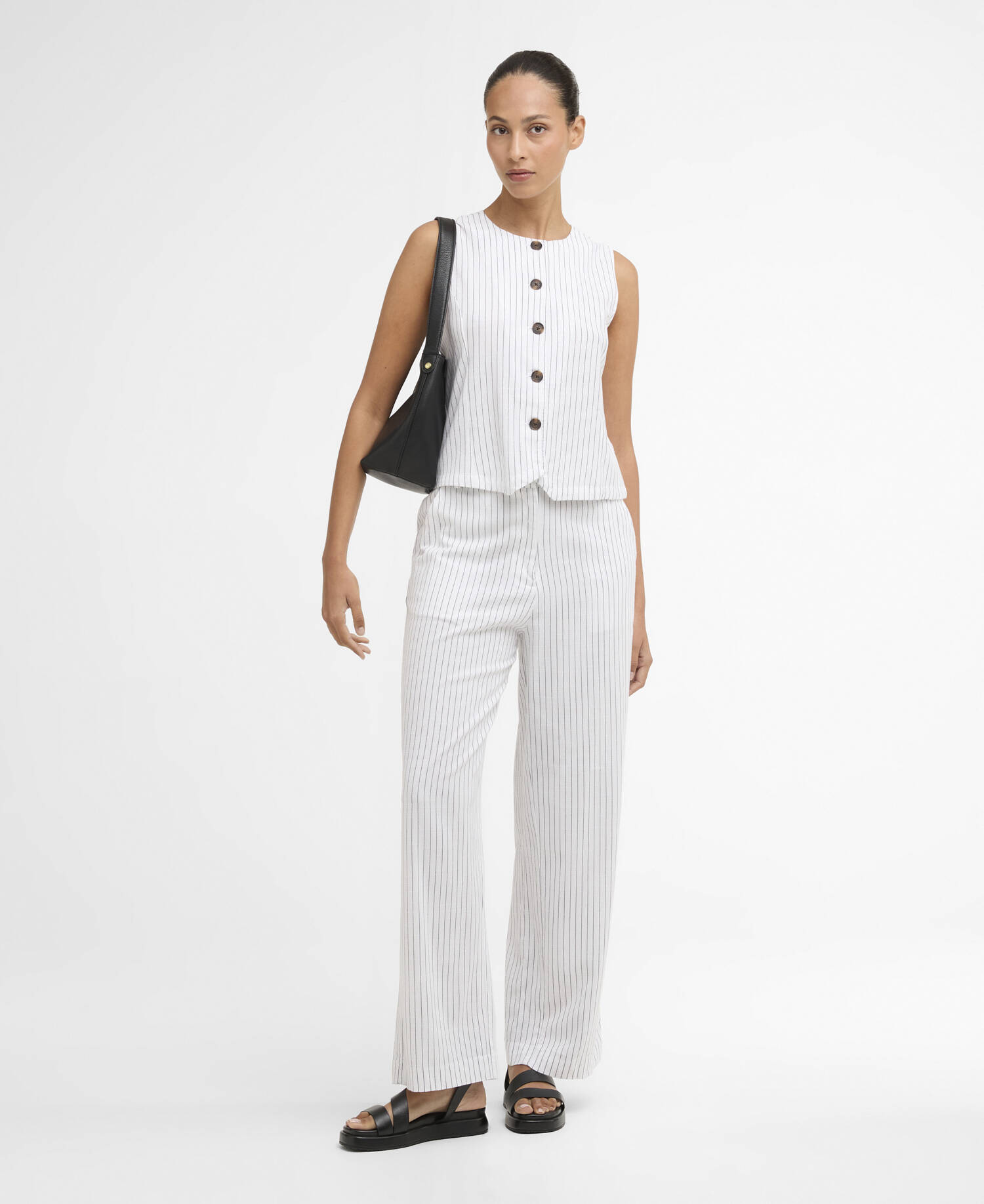 Sloane Striped Straight-Leg Trousers White/Dark Navy Stripe image number 0