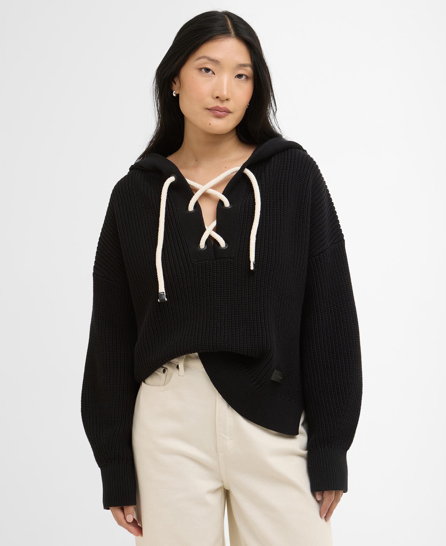 Daya Knitted Hoodie Black
