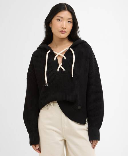 Daya Knitted Hoodie Black