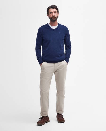 Essential V-Neck Jumper Deep Blue