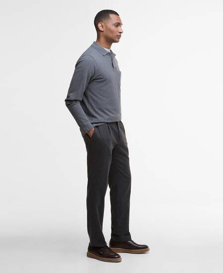 Furness Long-Sleeved Polo Shirt Grey Marl