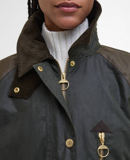 Car Coat Evette Waxed Fern/Beech/Ancient Tartan