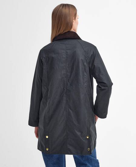 Long Beadnell Waxed Jacket Sage-Ancient