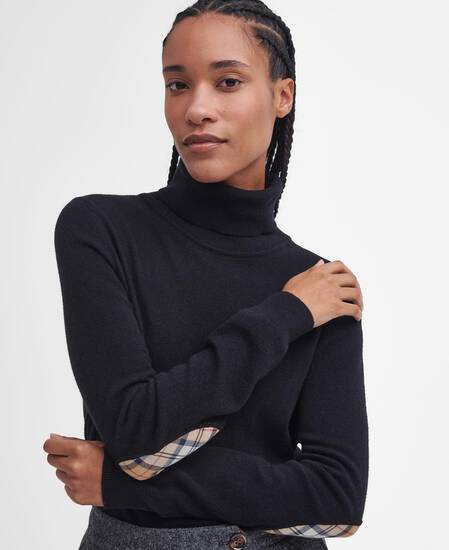 Pendle Roll-Neck Jumper Black-Hessian Tartan