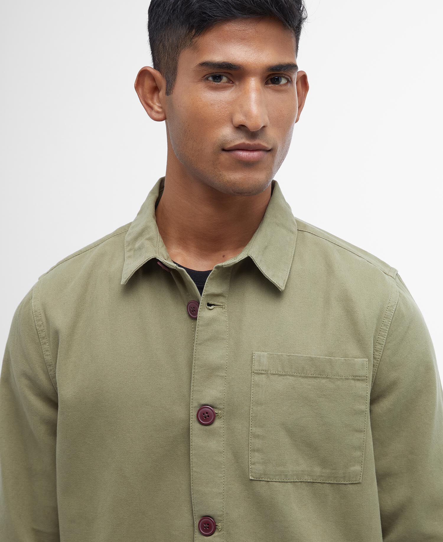 Washed Cotton Overshirt Bleached Olive